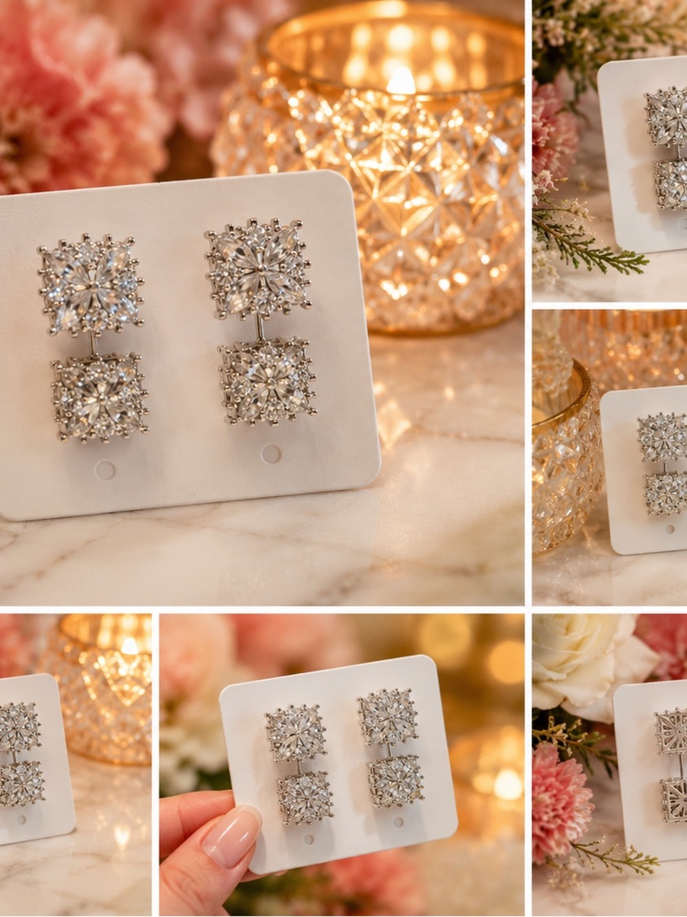 Gorgeous CZ glam earrings. The earring backs are just as glam. Unique- gorgeous